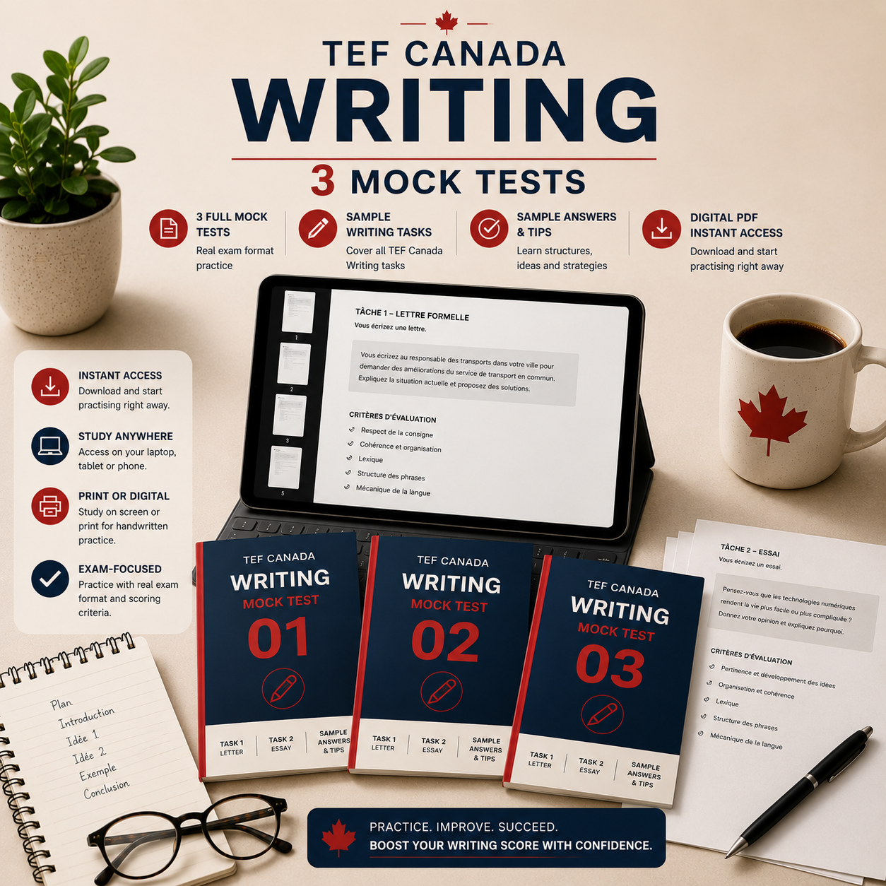 TEF Canada Writing· 3 Mock Tests