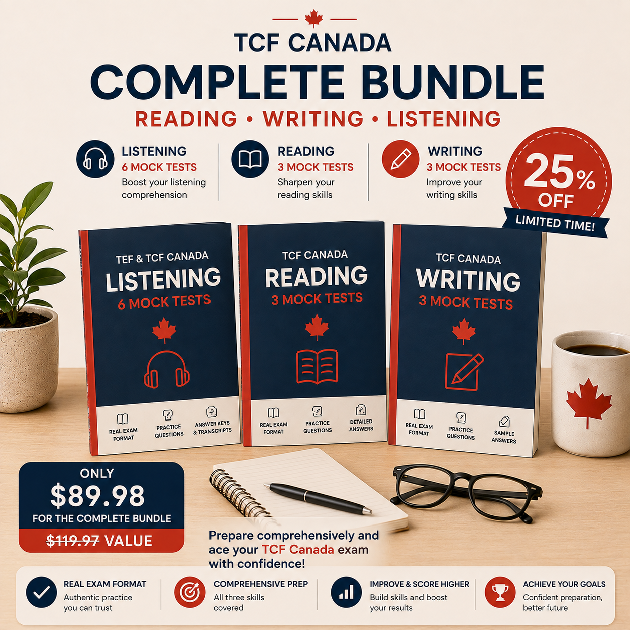 TCF Canada Complete · Reading, Writing & Listening